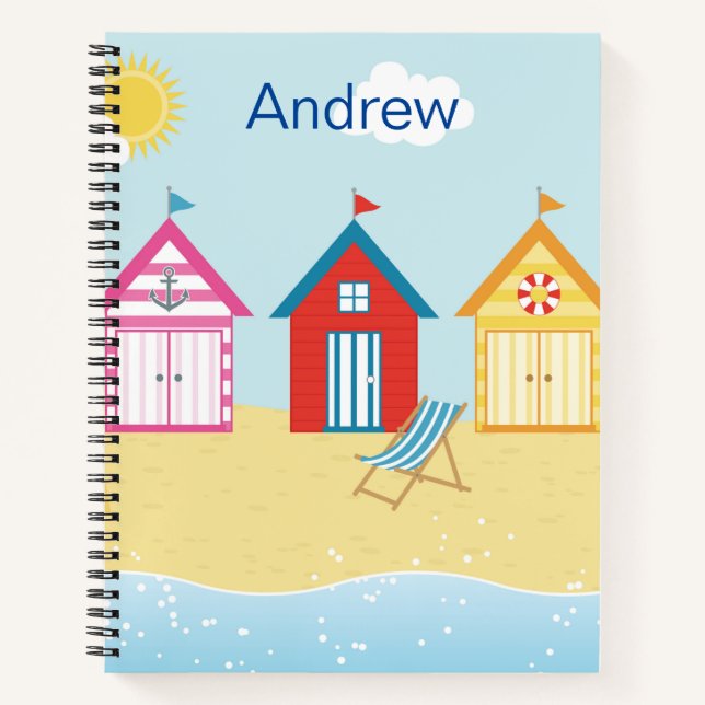 Cuaderno Bloc de notas en espiral de los refugios de playa (Anverso)