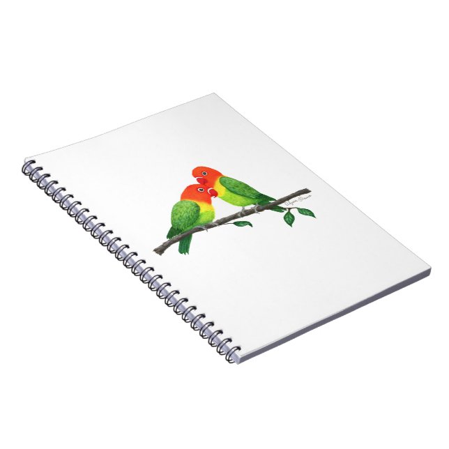 Cuaderno Bloc de notas en espiral de Lovebirds (Lado Derecho)