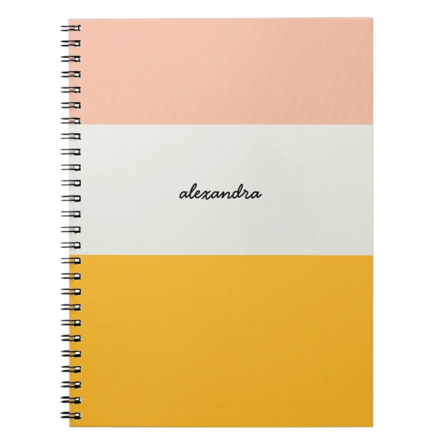 Cuaderno Bloc de notas en espiral de marfil amarillo rosado (Frente)