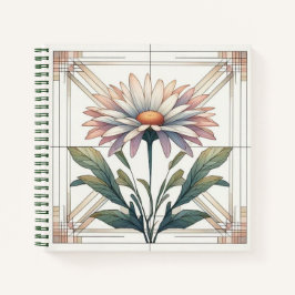 Cuaderno Bloc de notas en espiral de margarita Art Deco
