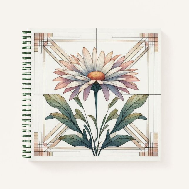 Cuaderno Bloc de notas en espiral de margarita Art Deco (Anverso)