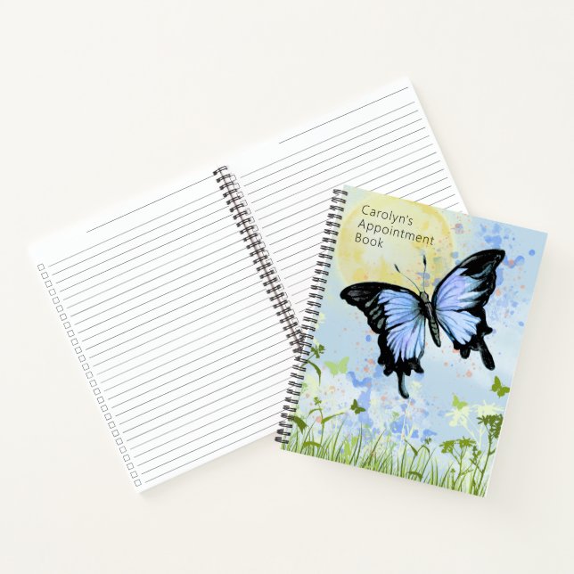 Cuaderno Bloc de notas en espiral de mariposa azul (Interior)