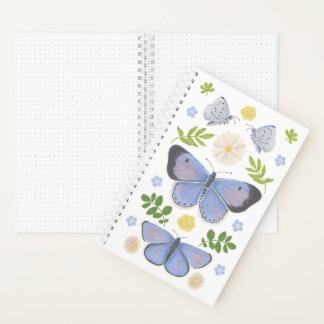Cuaderno Bloc de notas en espiral de mariposa azul holly