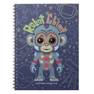 Cuaderno Bloc de notas en espiral de monos robots