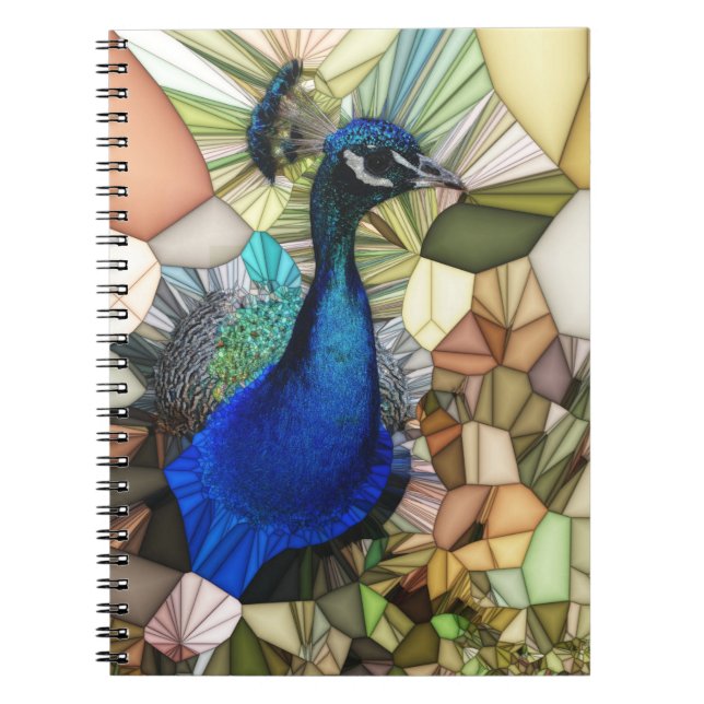 Cuaderno Bloc de notas en espiral de mosaico de pavo real c (Frente)