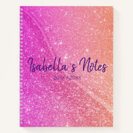 Cuaderno Bloc de notas en espiral de naranja rosa brillante