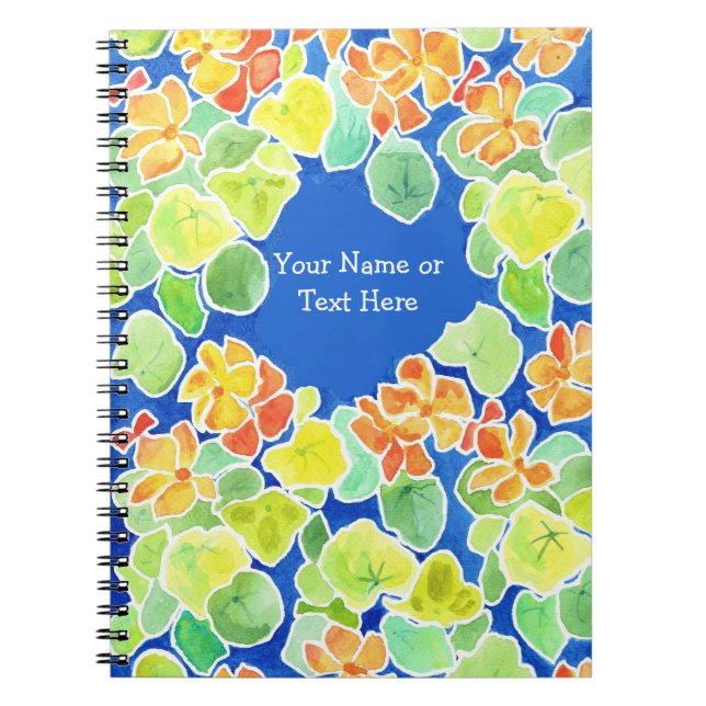 Cuaderno Bloc de notas en espiral de nasturtios de cartón y (Frente)