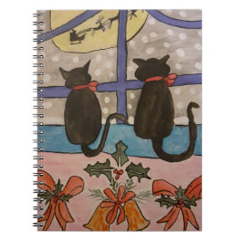 Cuaderno Bloc de notas en espiral de Navidades de gato negr