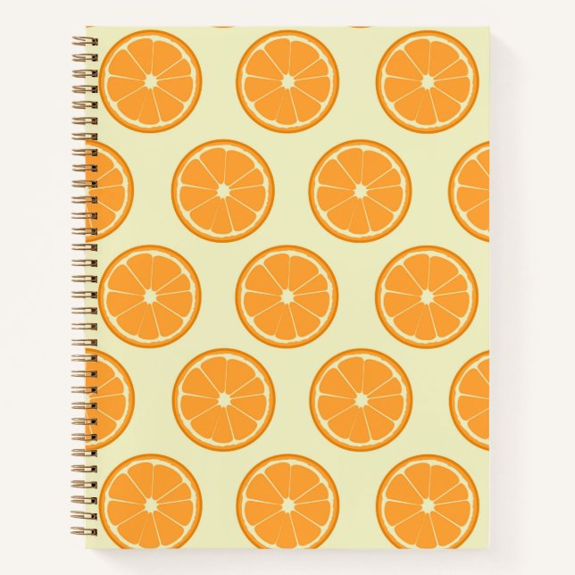 Cuaderno bloc de notas en espiral de patrón de naranja (Anverso)