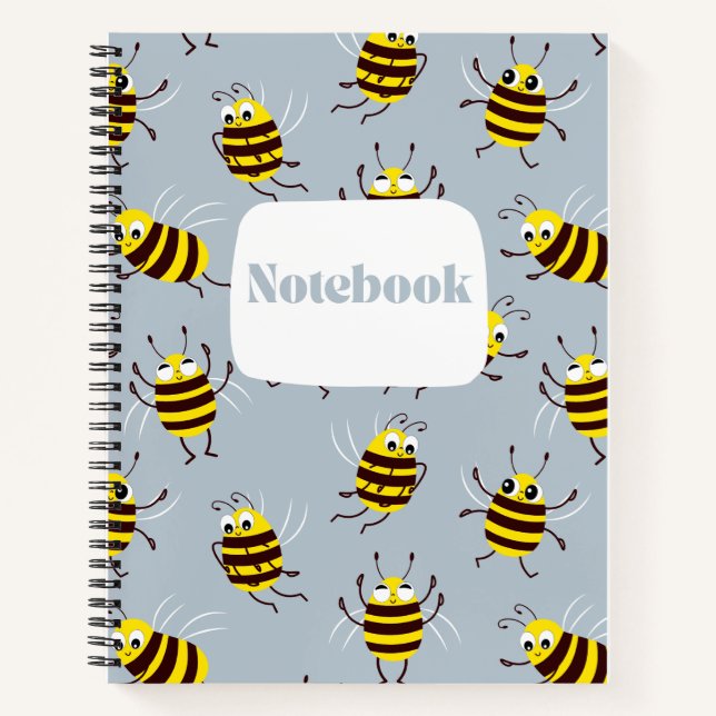 Cuaderno bloc de notas en espiral de patrones de abee (Anverso)