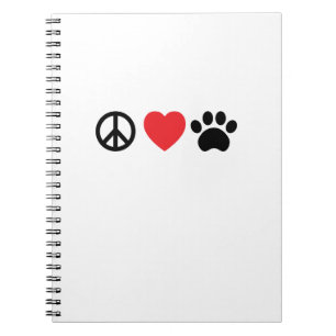 Cuaderno Bloc de notas en espiral de Peace Love Paw