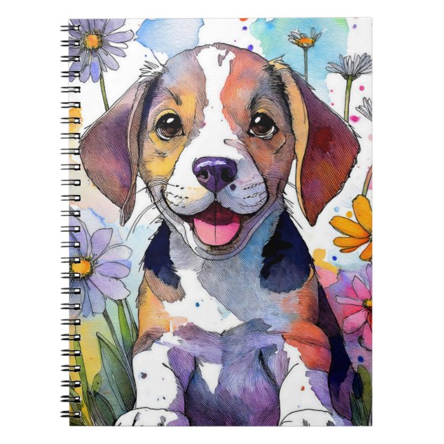Cuaderno Bloc de notas en espiral de perro Beagle (Frente)
