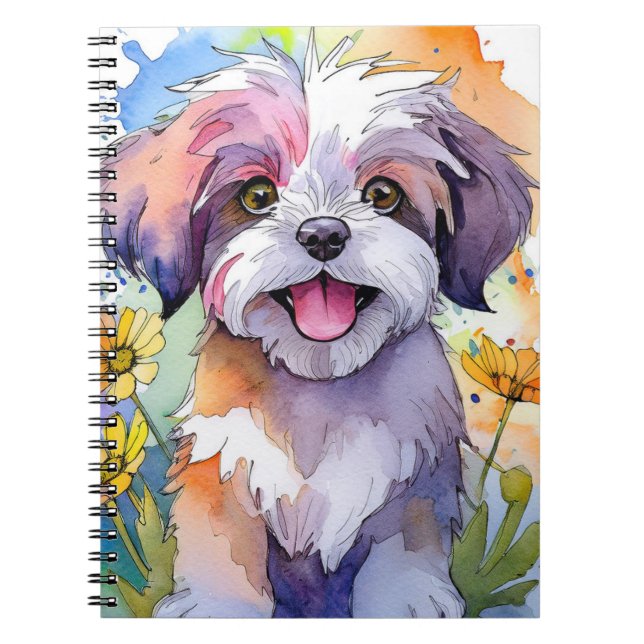 Cuaderno Bloc de notas en espiral de perro Shih Tzu (Frente)