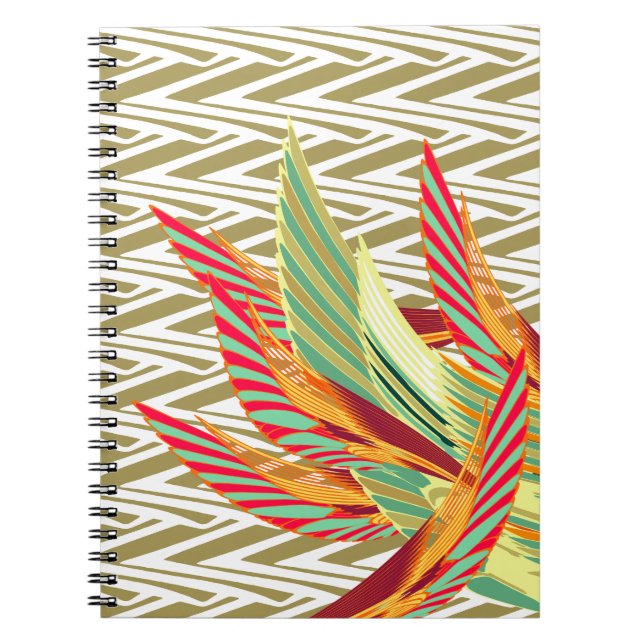 Cuaderno bloc de notas en espiral de plumas tropicales (Frente)