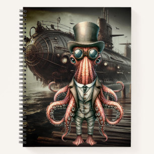 Cuaderno Bloc de notas en espiral de pulpo al vapor