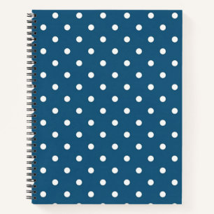Cuaderno Bloc de notas en espiral de puntos de polka azul y