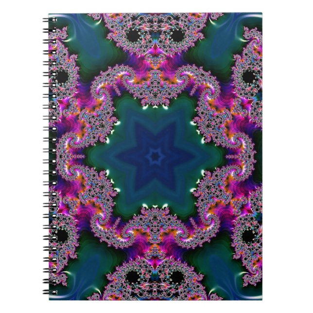 Cuaderno Bloc de notas en espiral de radiación fractal (Frente)