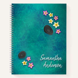 Cuaderno Bloc de notas en espiral de spa con flores flotant