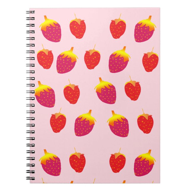 Cuaderno Bloc de notas en espiral de Straberries rojas (Frente)