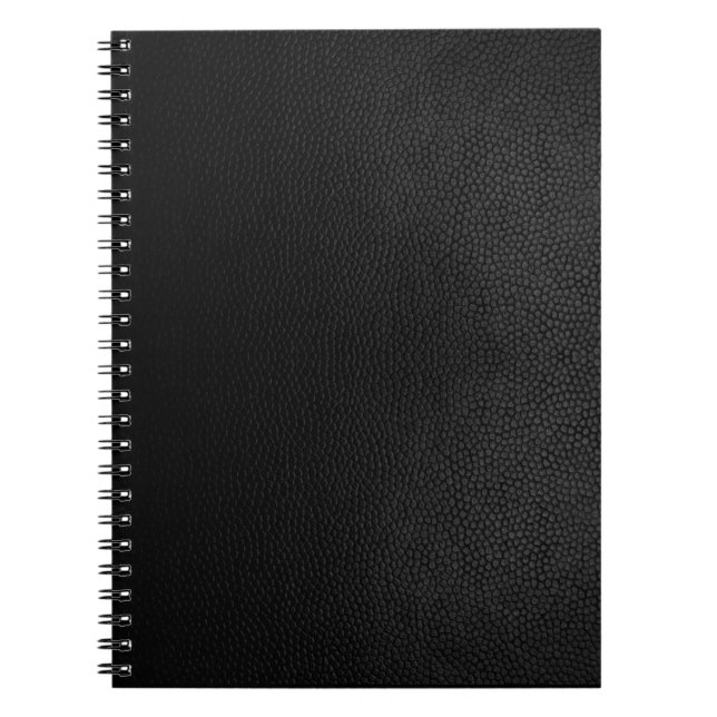 Cuaderno Bloc de notas en espiral de textura de cuero negro (Frente)
