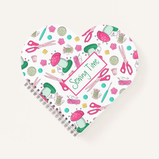 Cuaderno Bloc de notas en espiral de tiempo de costura (Anverso)