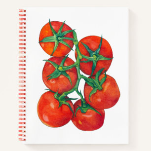 Cuaderno Bloc de notas en espiral de tomates rojos