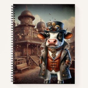 Cuaderno Bloc de notas en espiral de vaca Steampunk