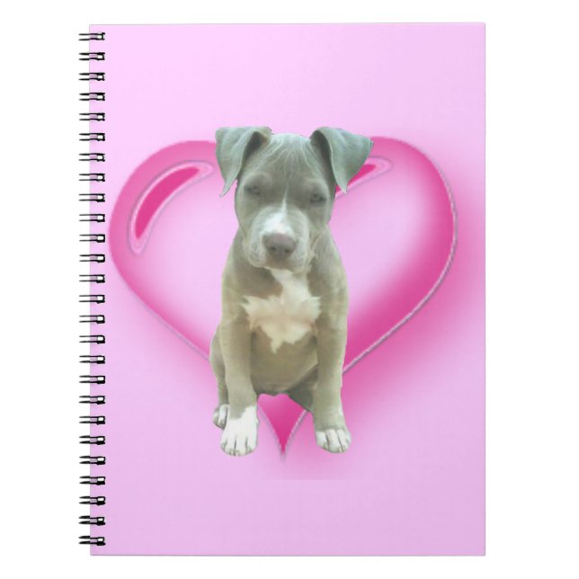 Cuaderno Bloc de notas en espiral de Valentines Pitbull (Frente)