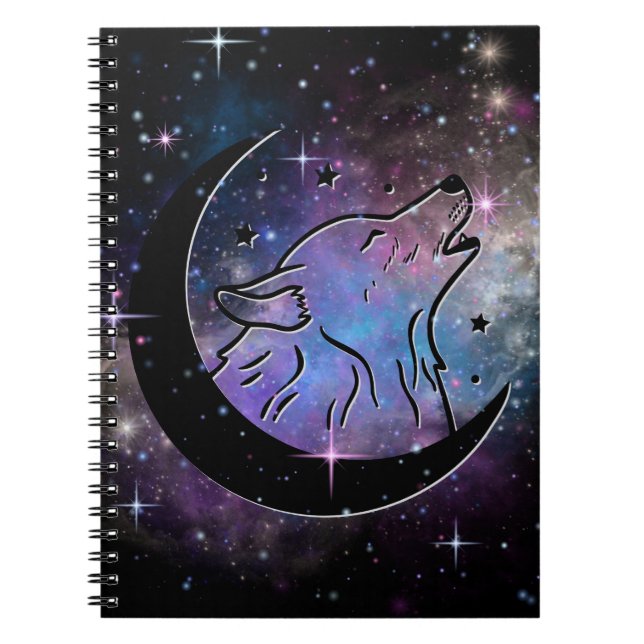 Cuaderno Bloc de notas en espiral de Wolf Moon (Frente)