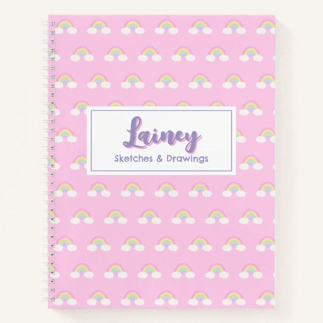 Cuaderno Bloc de notas en espiral del arcoiris pastel (Anverso)