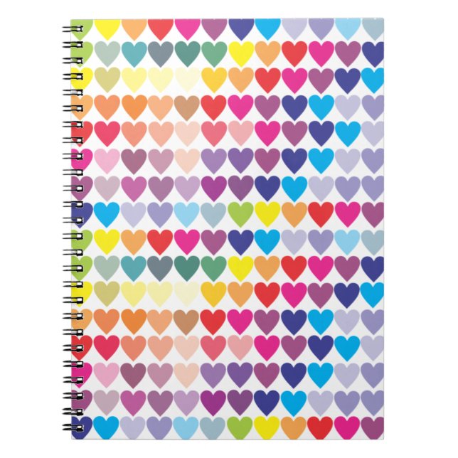 Cuaderno Bloc de notas en espiral del corazón del arco iris (Frente)