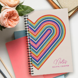 Cuaderno Bloc de notas en espiral del corazón del arco iris
