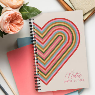 Cuaderno Bloc de notas en espiral del corazón del arco iris