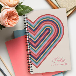 Cuaderno Bloc de notas en espiral del corazón del arcoiris 