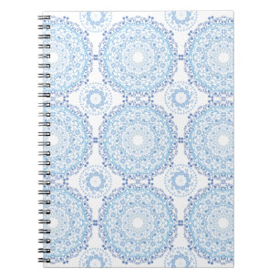 Cuaderno Bloc de notas en espiral del patrón de Mandala azu