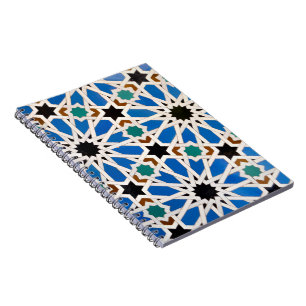 Cuaderno Bloc de notas en espiral del patrón del mosaico ár