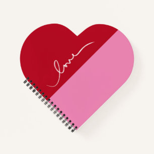 Cuaderno Bloc de notas en espiral en forma de corazón rosad