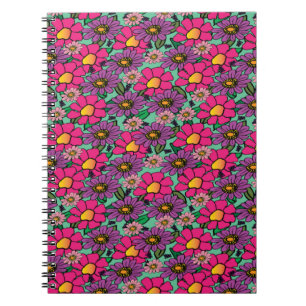 Cuaderno Bloc de notas en espiral floral brillante