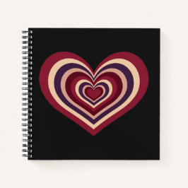 Cuaderno Bloc de notas en espiral negra con corazón rojo re