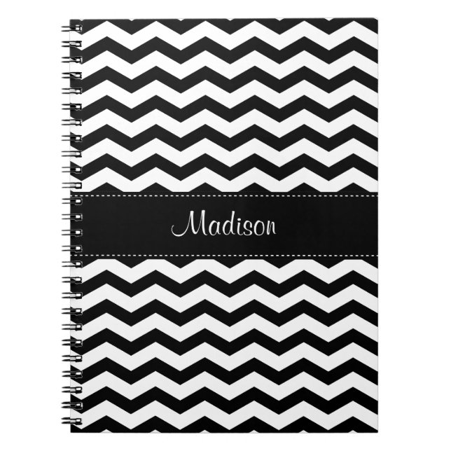 Cuaderno Bloc de notas en espiral negro personalizado (Frente)