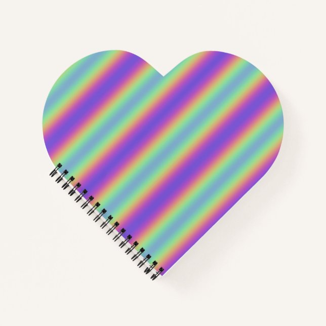 Cuaderno Bloc de notas en espiral Neon Glow Rainbow Stripe (Anverso)