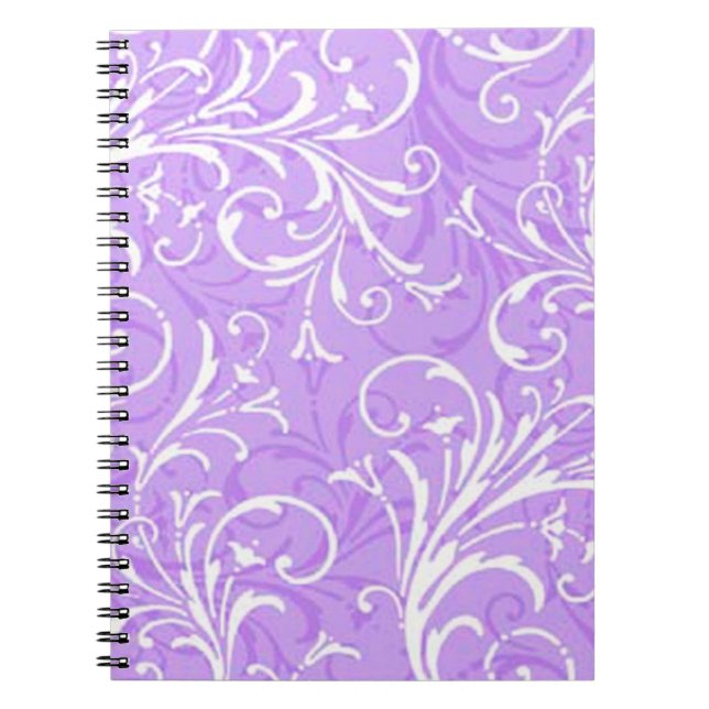 Cuaderno Bloc de notas en espiral ornamental púrpura (Frente)
