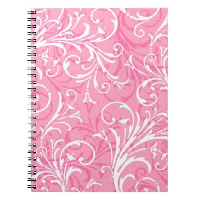 Cuaderno Bloc de notas en espiral ornamental rosa (Frente)