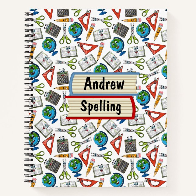 Cuaderno Bloc de notas en espiral personalizado de la escue (Anverso)