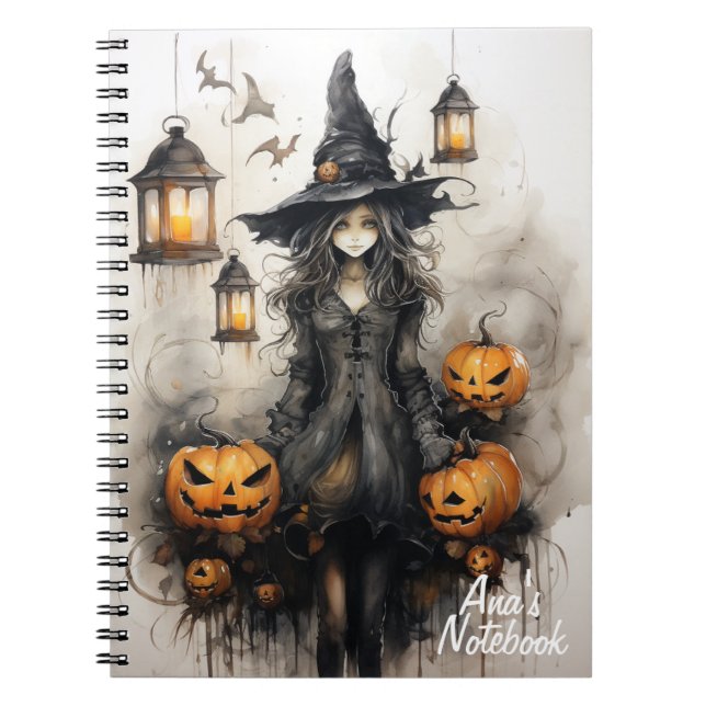Cuaderno Bloc de notas en espiral personalizado de Witch Ha (Frente)