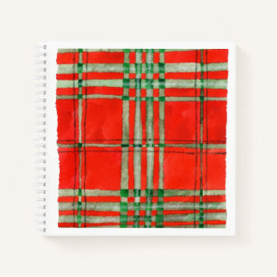 Cuaderno Bloc de notas en espiral RED SCOTT TARTAN 8.5x8.5
