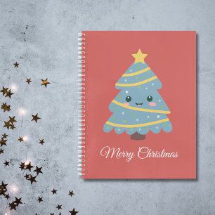 Cuaderno Bloc de notas en espiral roja con un árbol de Navi