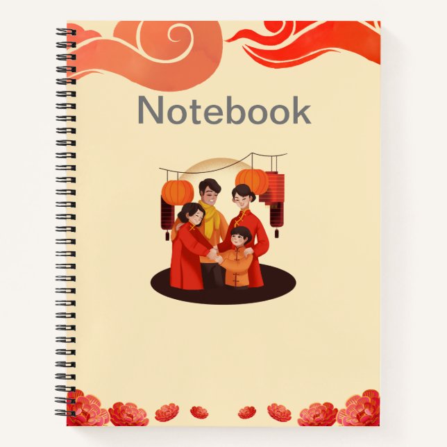 Cuaderno Bloc de notas en espiral rojo y beige de 8,5" x 11 (Anverso)