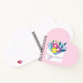 Cuaderno Bloc de notas en espiral rosa con flores