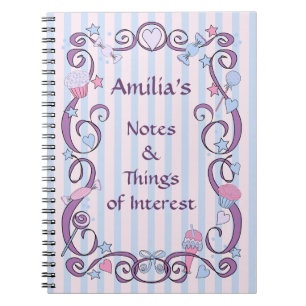 Cuaderno Bloc de notas en espiral rosa y azul bonito